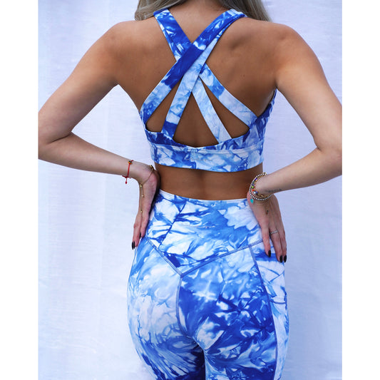 Tie Dye Sports Bra - Blue